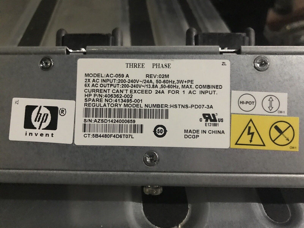 HP BladeSystem C7000 G3 Gen3 Platinum Blade Chassis 6x 2450W PSU 10x Fans 2x OA.