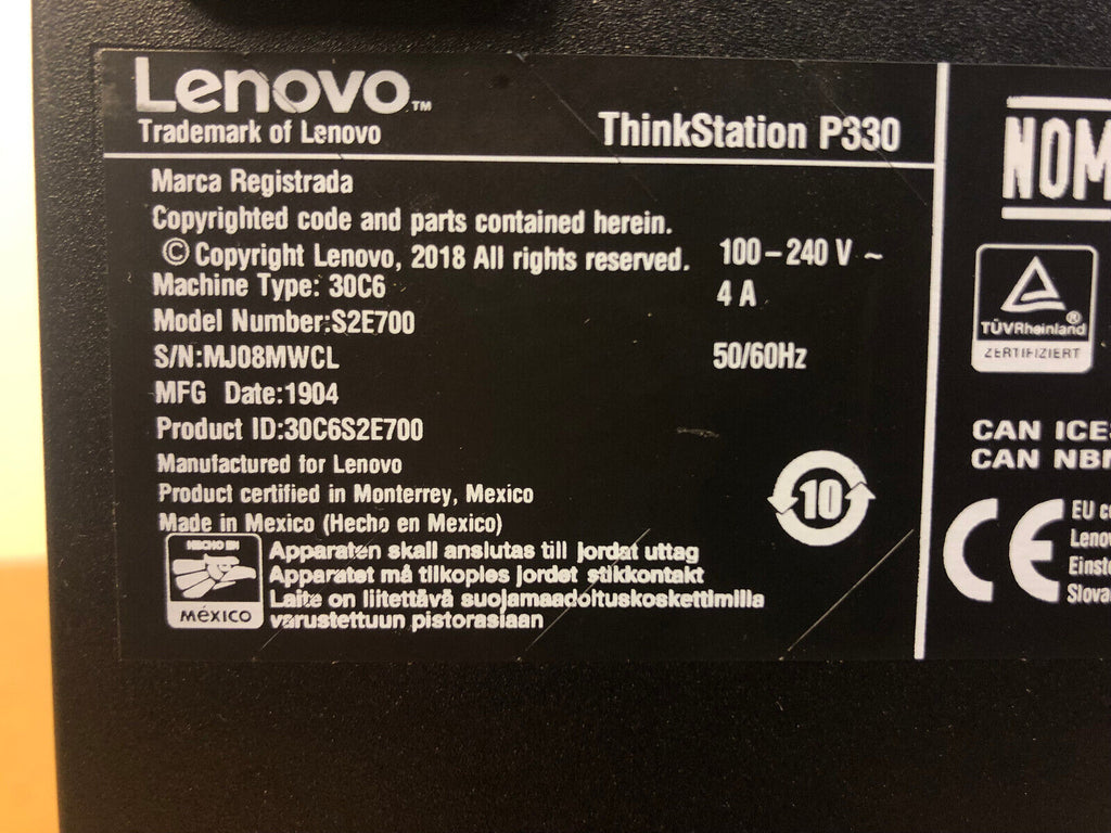Lenovo ThinkStation P330 Xeon E-2134 3.00 GHz 32GB RAM 256GB SSD 250W Win11 Pro.