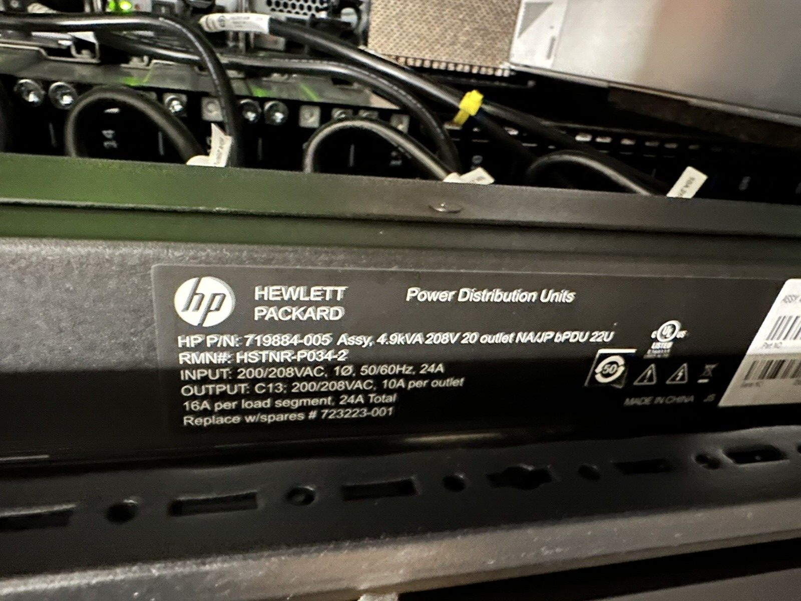HPE 3PAR StoreServ 7400 2-Node 96 Drive 57.6TB SAN System 42U Rack PDU 5x M6710.