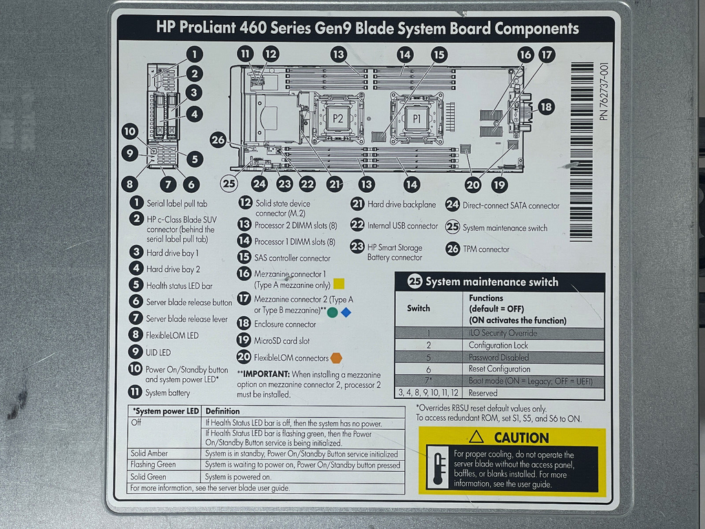 HPE BL460c Gen9 Blade Server 2SFF 2x 10C E5-2650 v3 256GB P244br 630FLB 10GbE.