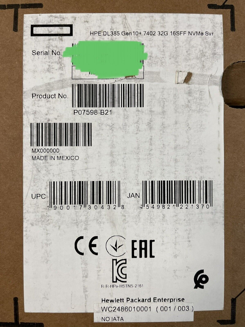 HPE DL385 Gen10+ 2x EPYC 7513 512GB RAM 4x 750GB 12x 3.2TB NVMe SSD 800W 25GbE
