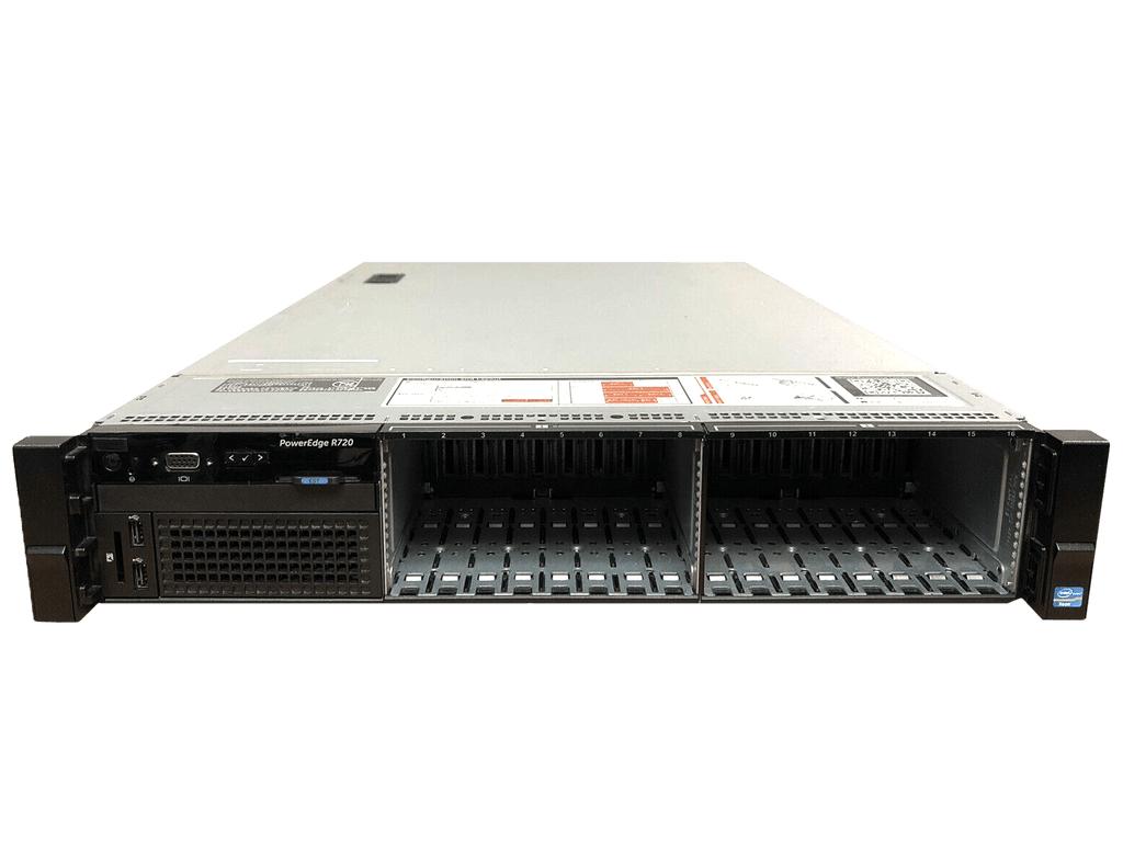 Dell R720 16 bay SFF 2.5 Two 10Core E5-2690V2 3.0GHz 64GB H710 iD7 Ent 2x 1100W.