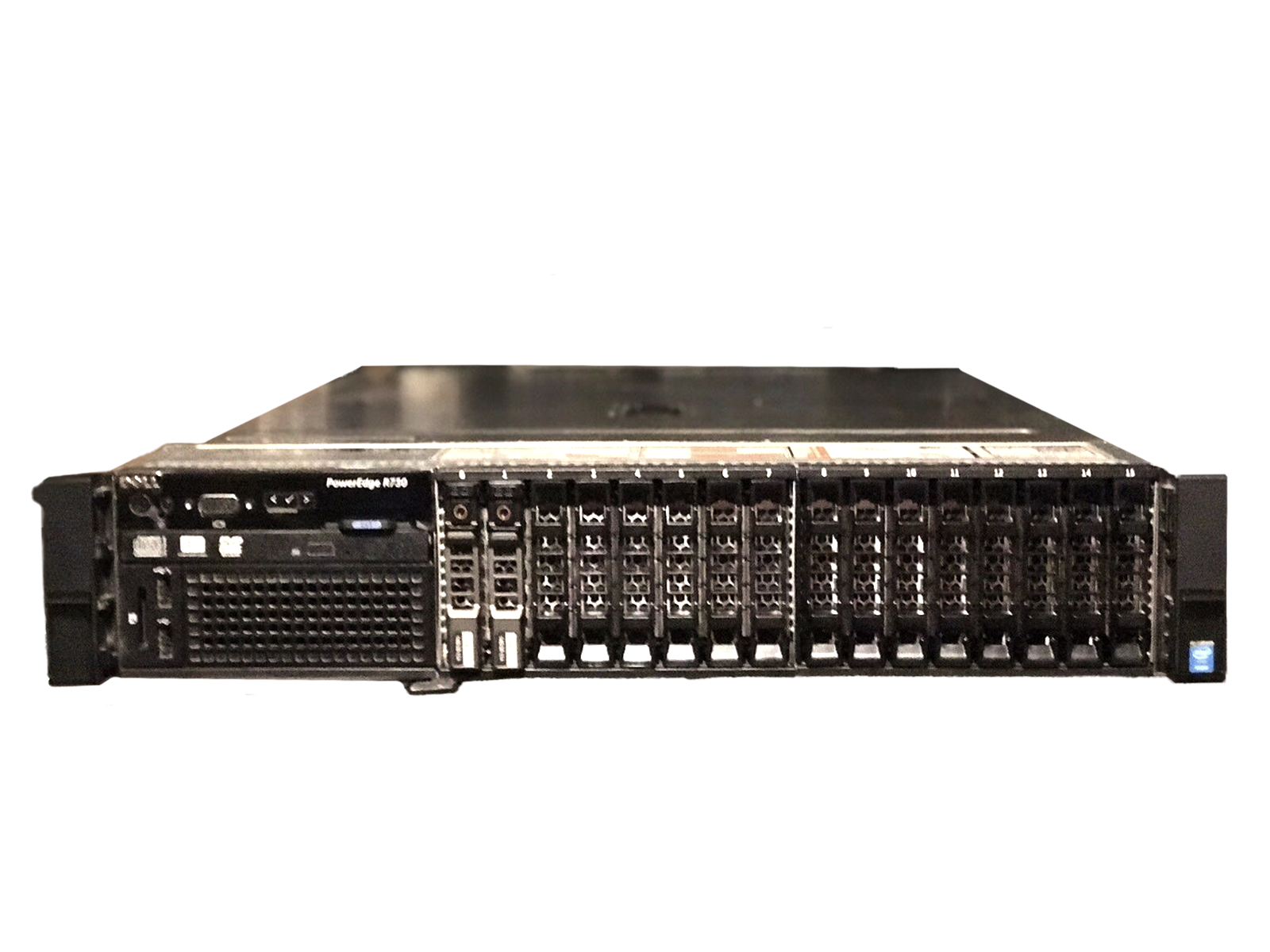 Dell R730 16 Bay 2x E5-2650V3 64GB 2x146GB 15K 2x PSU H730P Rails Bezel iD8 Ent.