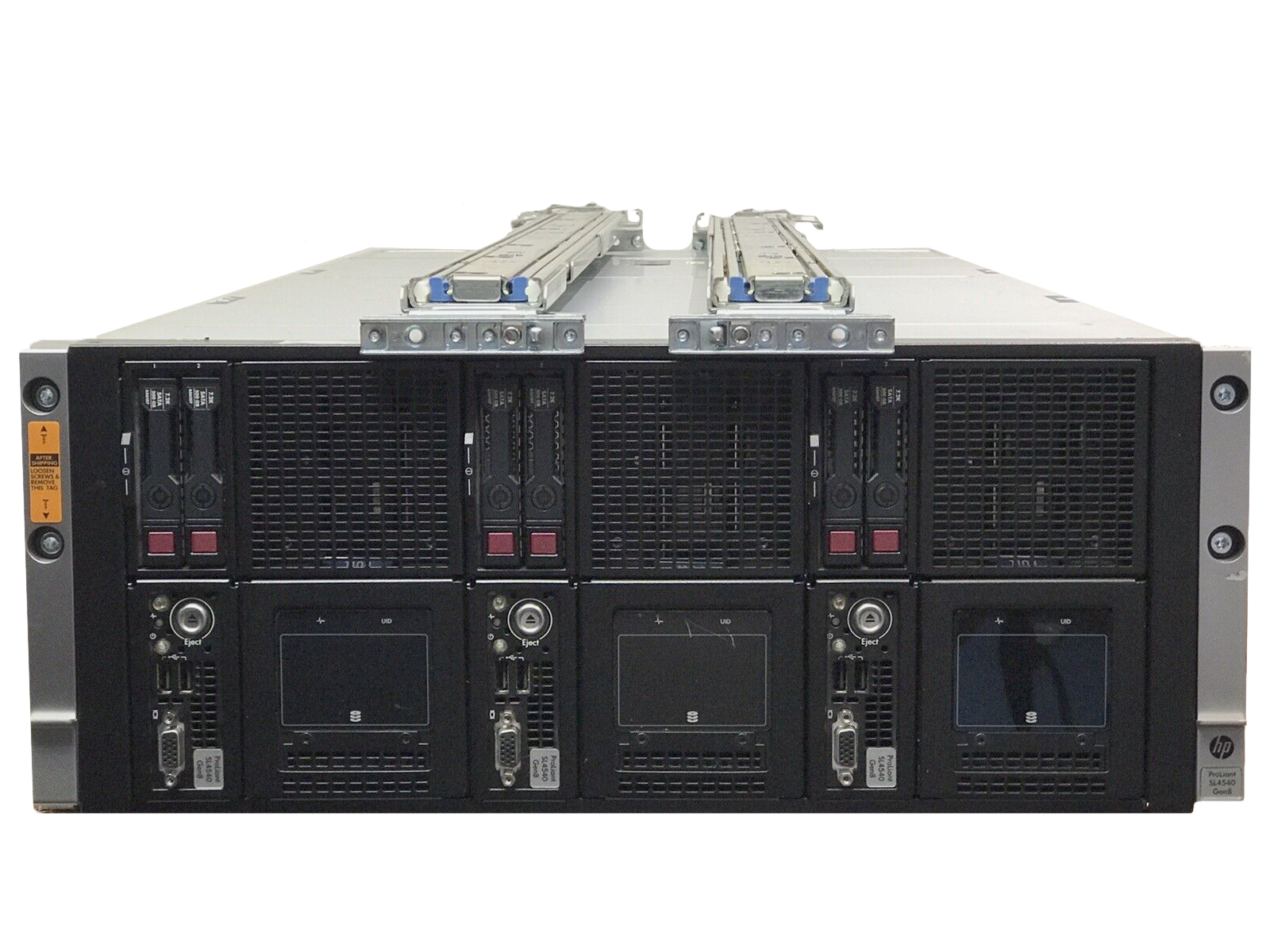 HP 663600-B23 SL4540 G8 3x Nodes 6x E5-2470V2 3x 192GB 6x 500GB 45x 2TB SAS Rails 93TB.